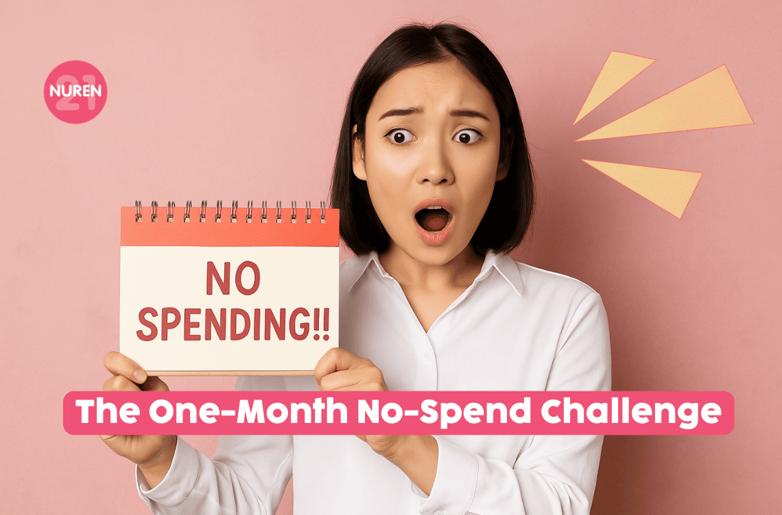 girl in isolated pink background shocked unable to spend money