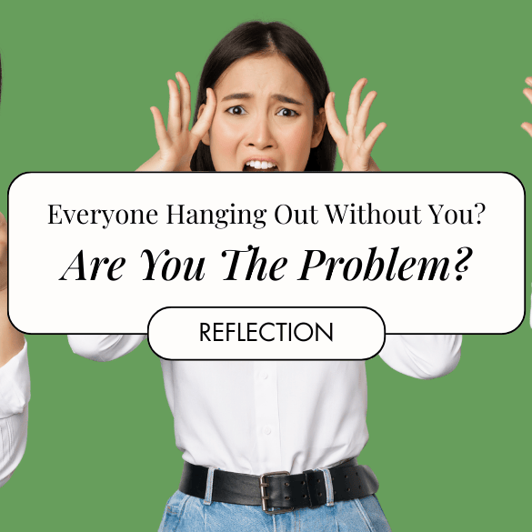 self reflecting on friends and character image of girl on isolated matcha green background shocked