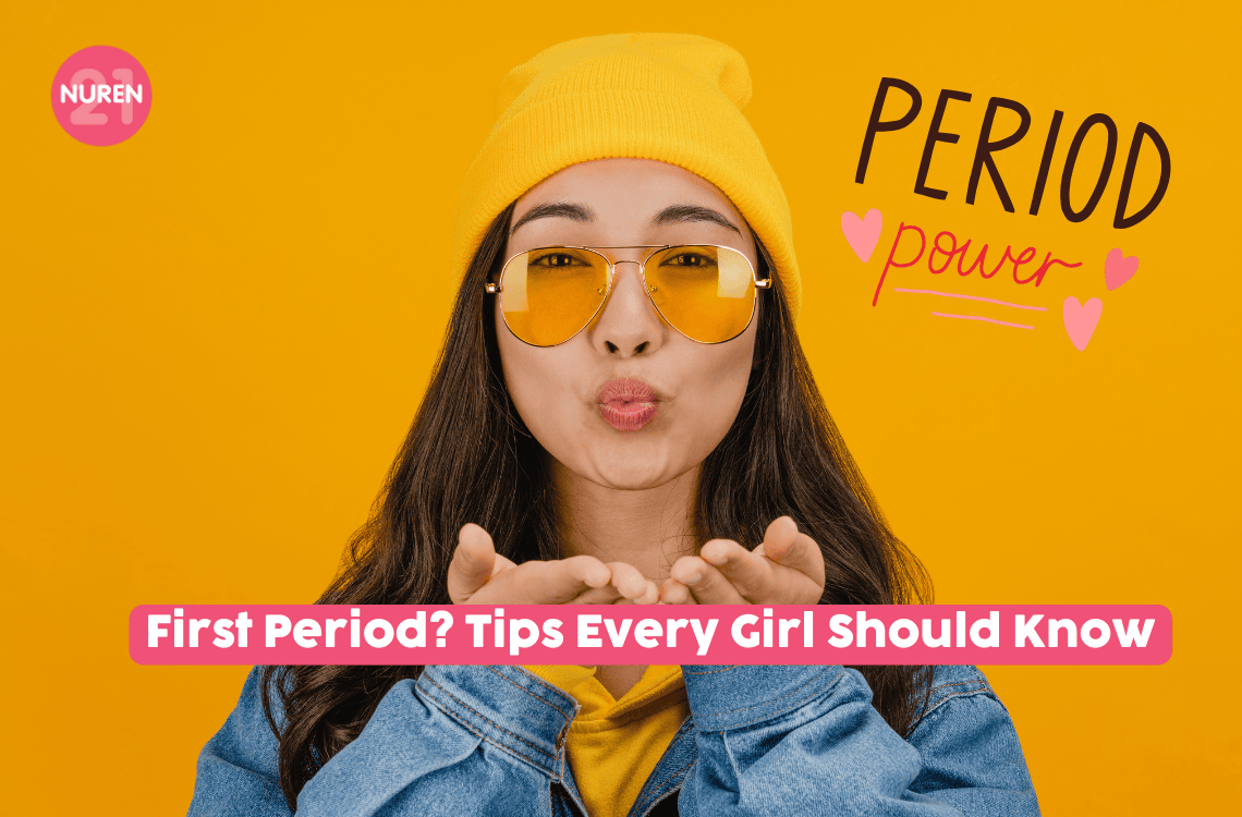 girl in yellow background and yellow beanie giving flying kiss