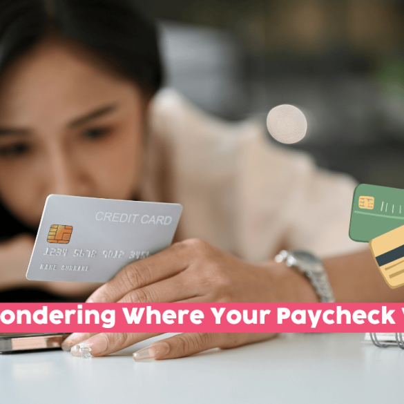 image of woman with her credit card trying to budget her spending