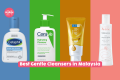 gentle cleansers line up in malaysia options in drugstore cetaphil cerave hada labo and avene in isolated colourful background