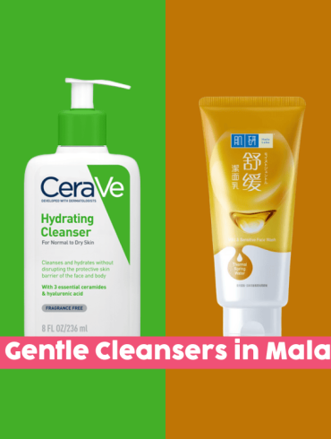 gentle cleansers line up in malaysia options in drugstore cetaphil cerave hada labo and avene in isolated colourful background