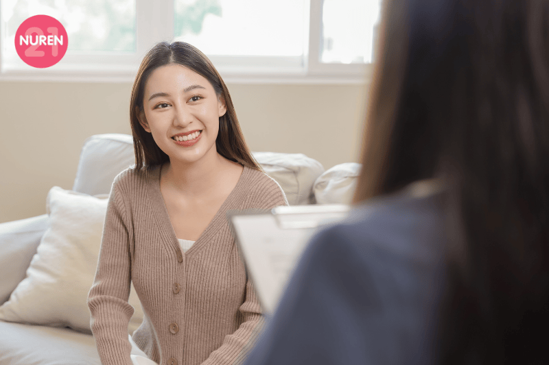 young girl taking initiative to taking care of her mental health by counselling
