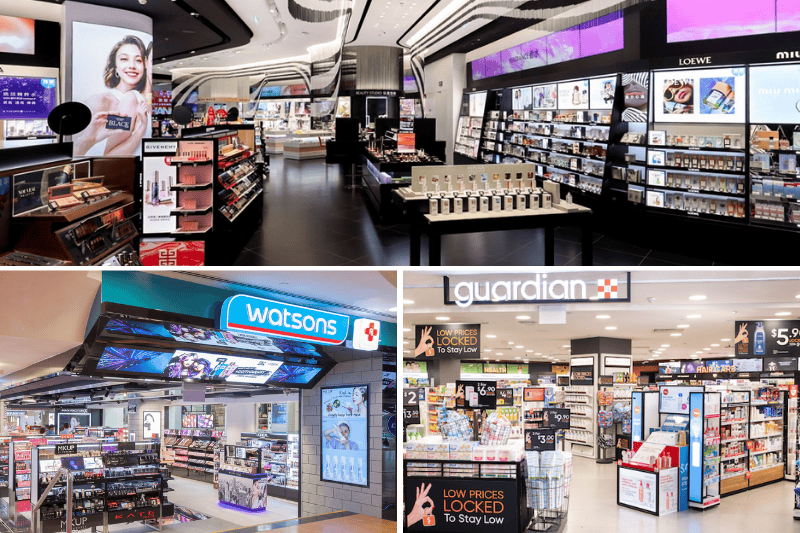 image collage of drugstores and pharmacy sephora watsons and guardian