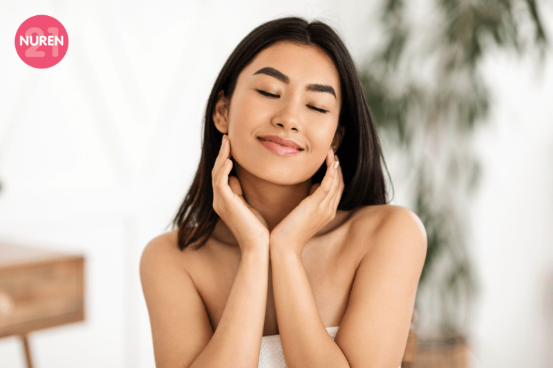 young girl confident in her skin and feeling happy and content