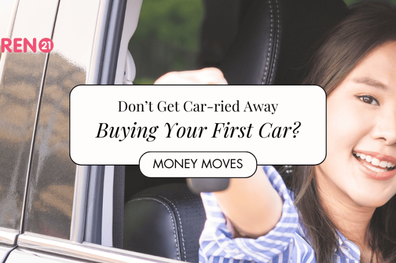 happy girl sitting in new car after purchase success, showing, holding auto remote key of vehicle