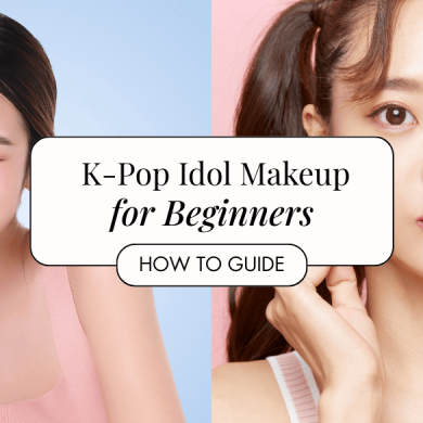 asian girl with flawless skin on isolated pink background