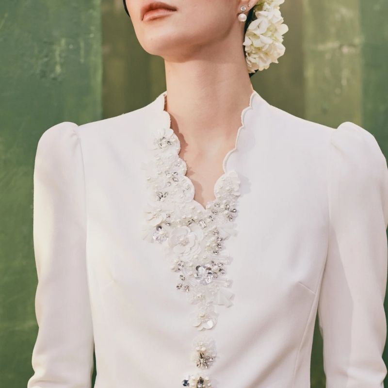 ready made wedding dress with beadings