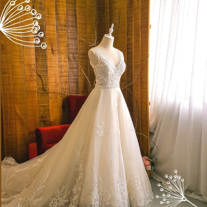 wedding dress on showcase for bride to be