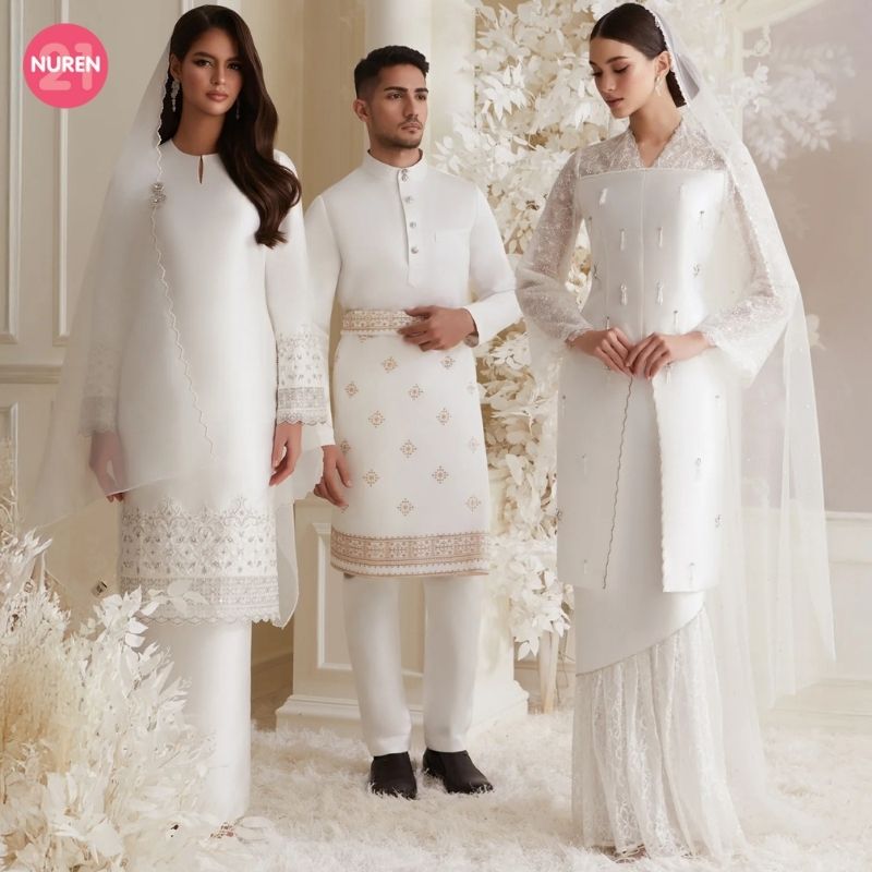 ready made white wedding dress photoshoot for bride and groom to be