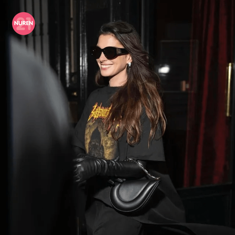 Anne Hathaway at the Balenciaga show