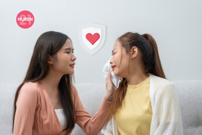 When your friend does need you its up to you to become the safe space A woman wiping away her crying friends tears