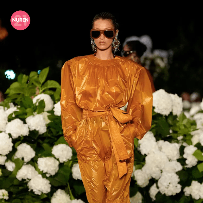 Bella Hadid at the Saint Laurent show