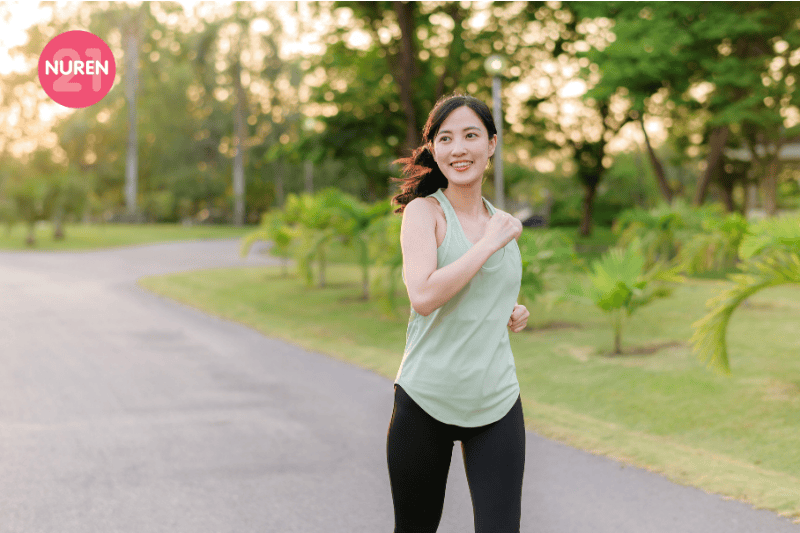 A woman jogging in the park