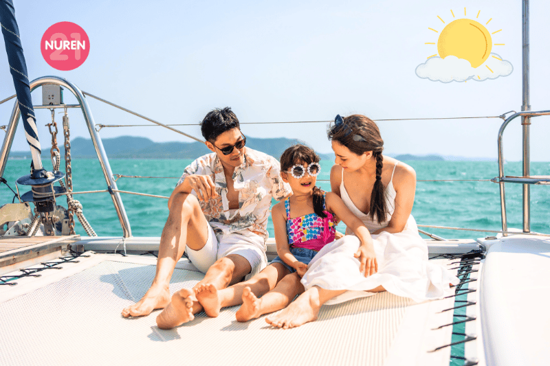 A family on a cruise ship