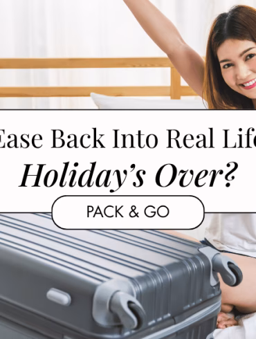 traveler ready to go abroad solo trip packed luggage showing excitement