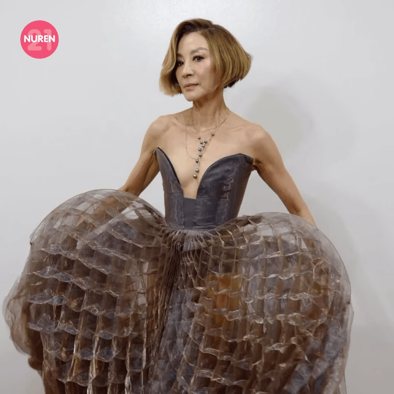 Michelle Yeoh at the premiere's yellow carpet