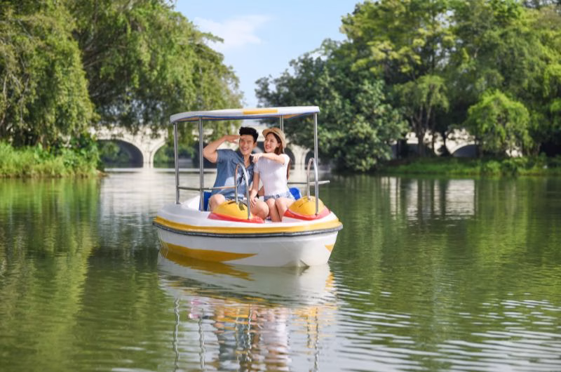 Couple on a boat enjoying quality time together 