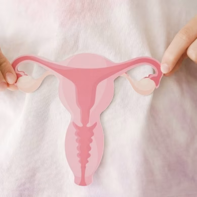 hands holding uterus, teen health, PCOS, first period concept