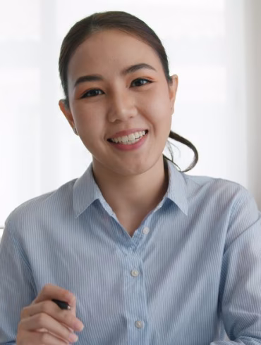 happy woman or real estate sale agent talk on webcam remote teach, advice coach in MBA learn online class for SME consult